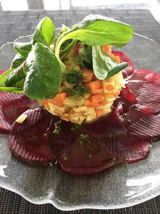 Randencarpaccio mit Mozzarellatatar